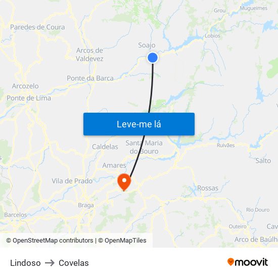 Lindoso to Covelas map