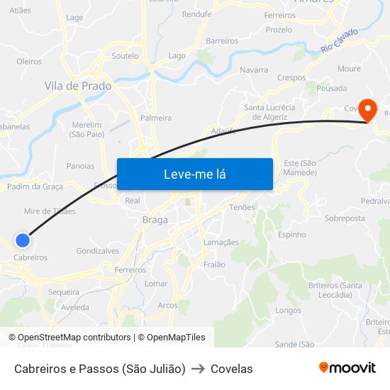 Cabreiros e Passos (São Julião) to Covelas map