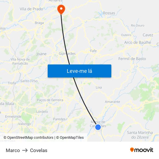 Marco to Covelas map