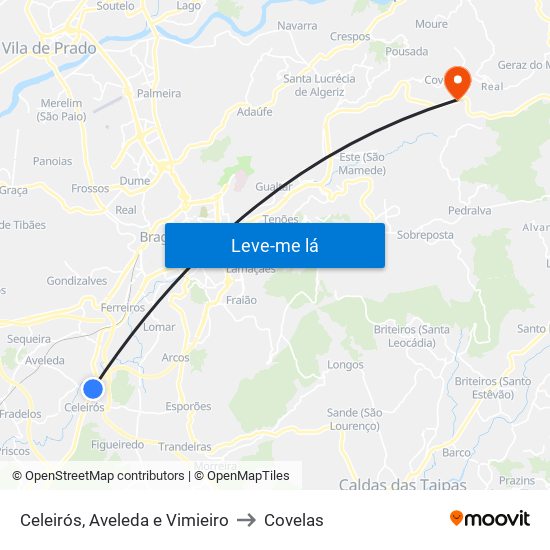 Celeirós, Aveleda e Vimieiro to Covelas map