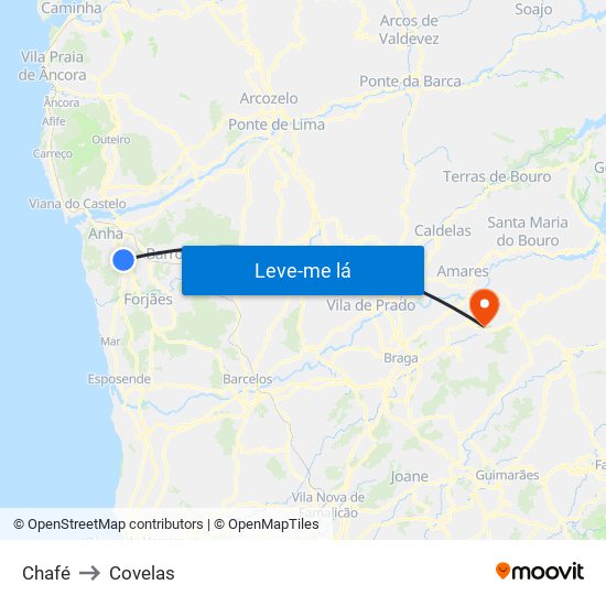 Chafé to Covelas map