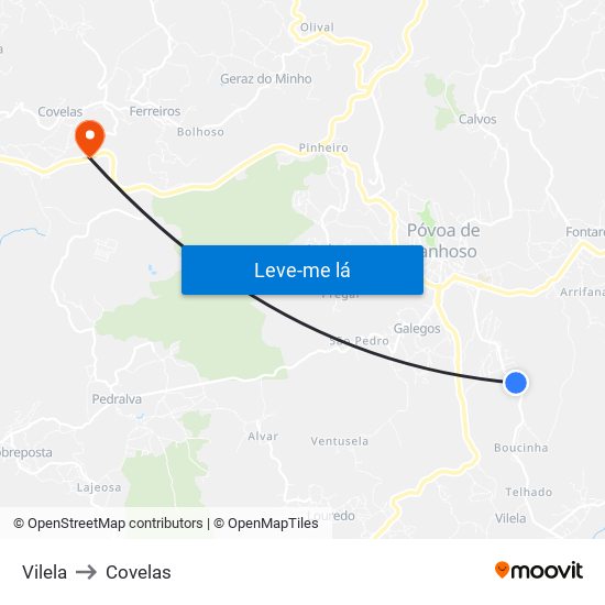 Vilela to Covelas map