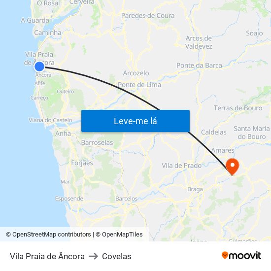 Vila Praia de Âncora to Covelas map