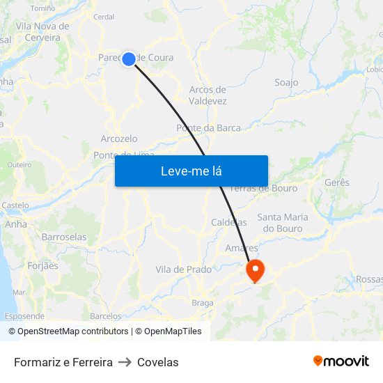 Formariz e Ferreira to Covelas map