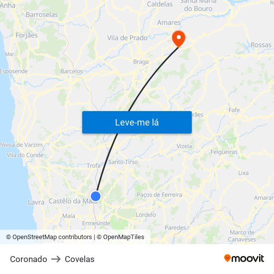 Coronado to Covelas map
