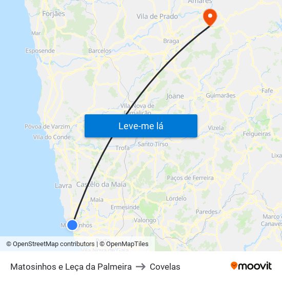 Matosinhos e Leça da Palmeira to Covelas map