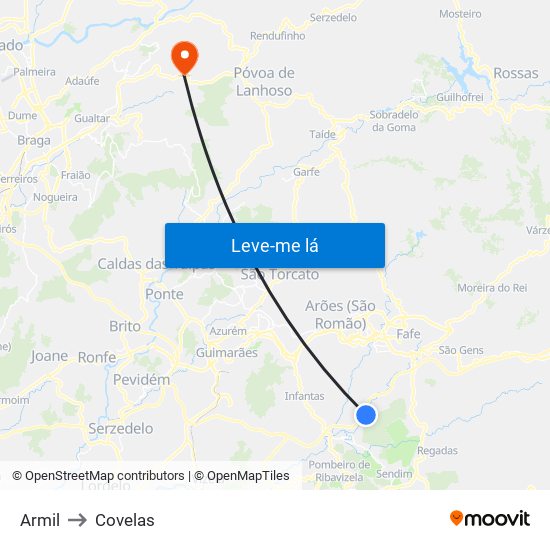 Armil to Covelas map