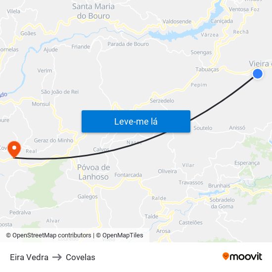 Eira Vedra to Covelas map