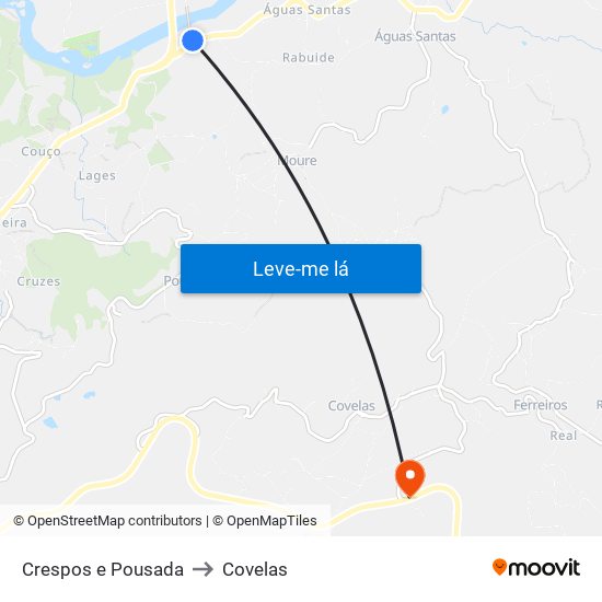 Crespos e Pousada to Covelas map