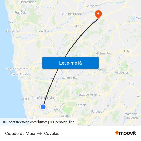 Cidade da Maia to Covelas map