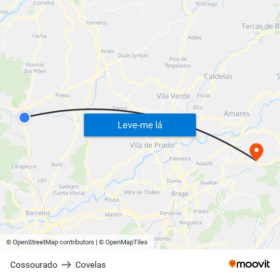Cossourado to Covelas map