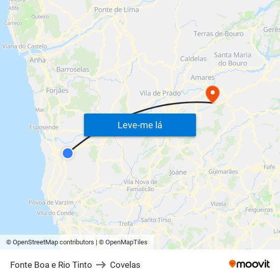 Fonte Boa e Rio Tinto to Covelas map