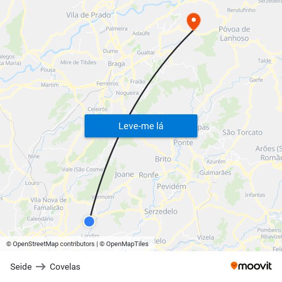Seide to Covelas map