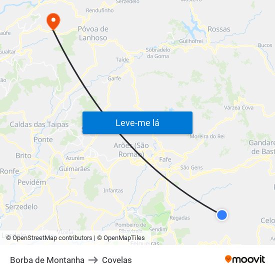 Borba de Montanha to Covelas map