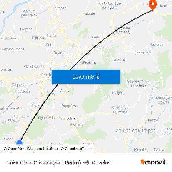 Guisande e Oliveira (São Pedro) to Covelas map