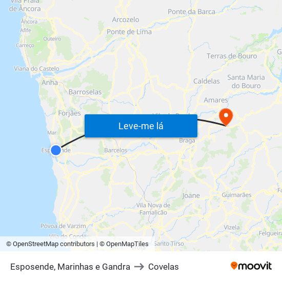 Esposende, Marinhas e Gandra to Covelas map