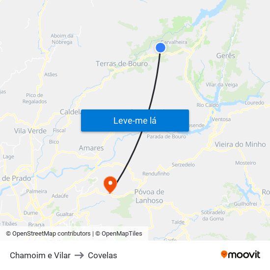 Chamoim e Vilar to Covelas map