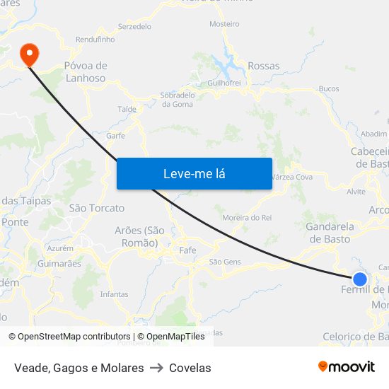Veade, Gagos e Molares to Covelas map
