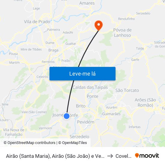 Airão (Santa Maria), Airão (São João) e Vermil to Covelas map