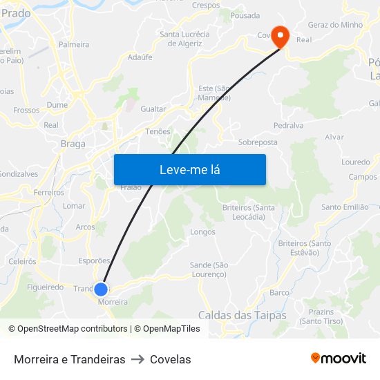 Morreira e Trandeiras to Covelas map