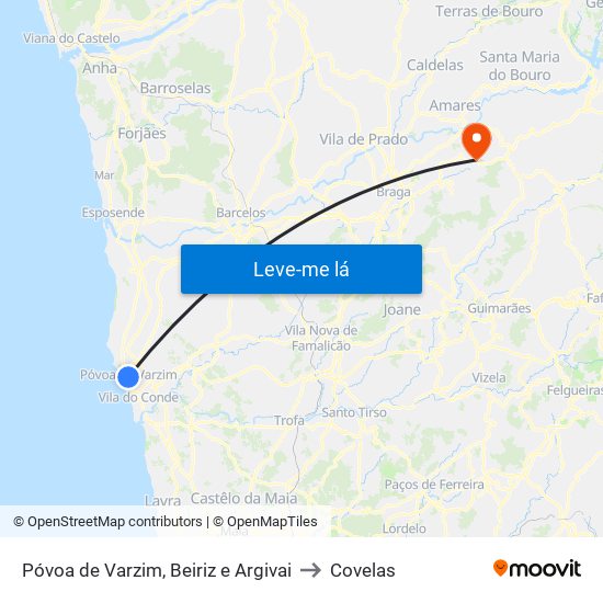 Póvoa de Varzim, Beiriz e Argivai to Covelas map