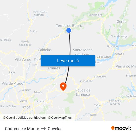 Chorense e Monte to Covelas map