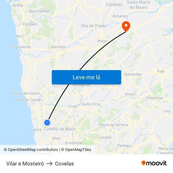 Vilar e Mosteiró to Covelas map