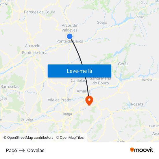 Paçô to Covelas map