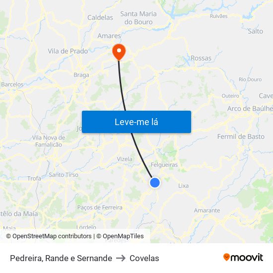 Pedreira, Rande e Sernande to Covelas map