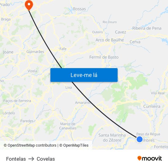 Fontelas to Covelas map