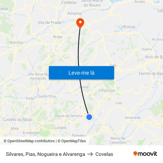 Silvares, Pias, Nogueira e Alvarenga to Covelas map