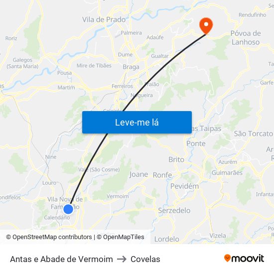 Antas e Abade de Vermoim to Covelas map