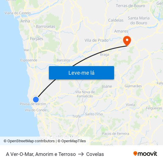 A Ver-O-Mar, Amorim e Terroso to Covelas map