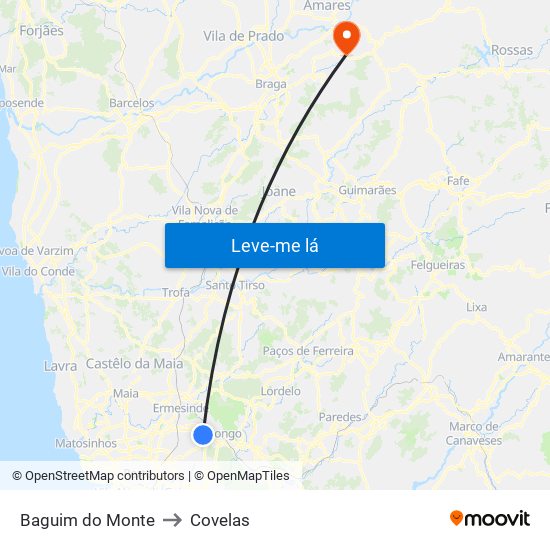 Baguim do Monte to Covelas map