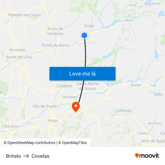 Britelo to Covelas map