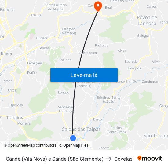 Sande (Vila Nova) e Sande (São Clemente) to Covelas map