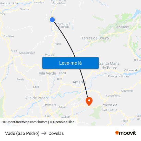 Vade (São Pedro) to Covelas map