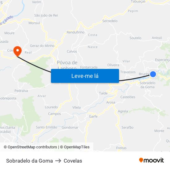 Sobradelo da Goma to Covelas map