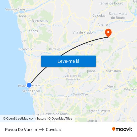 Póvoa De Varzim to Covelas map