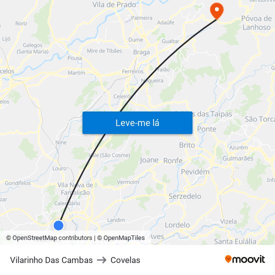 Vilarinho Das Cambas to Covelas map