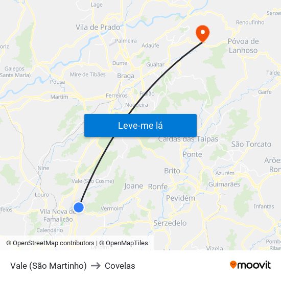 Vale (São Martinho) to Covelas map