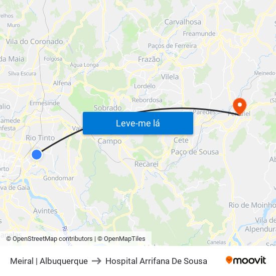 Meiral | Albuquerque to Hospital Arrifana De Sousa map