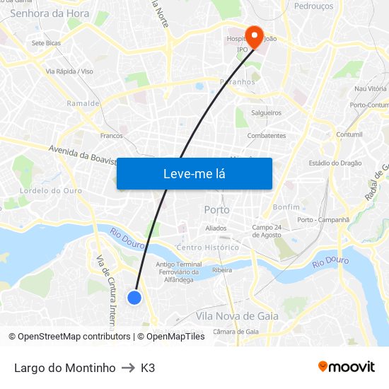 Largo do Montinho to K3 map