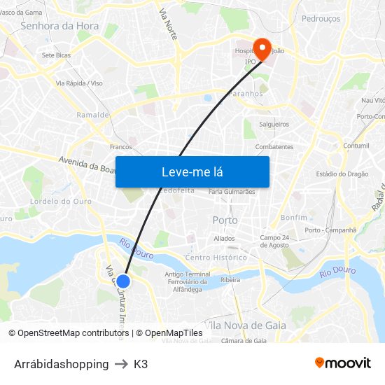 Arrábidashopping to K3 map