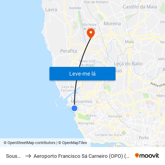 Sousa Aroso to Aeroporto Francisco Sá Carneiro (OPO) (Aeroporto Francisco Sá Carneiro) map