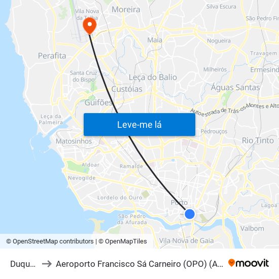Duque Loulé to Aeroporto Francisco Sá Carneiro (OPO) (Aeroporto Francisco Sá Carneiro) map