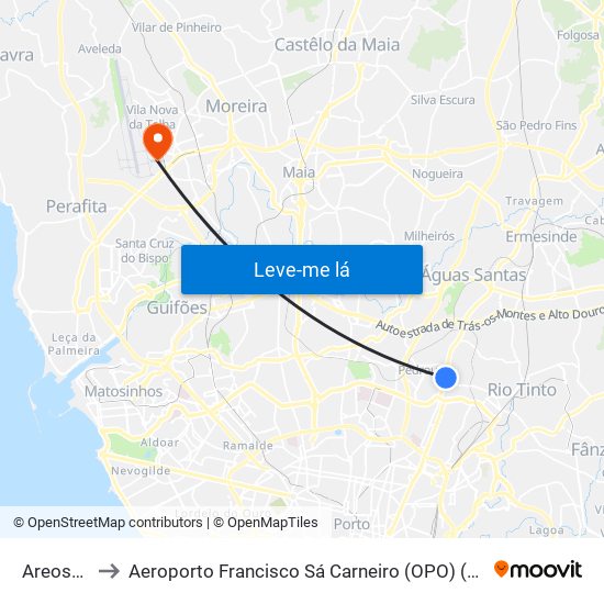 Areosa (Feira) to Aeroporto Francisco Sá Carneiro (OPO) (Aeroporto Francisco Sá Carneiro) map