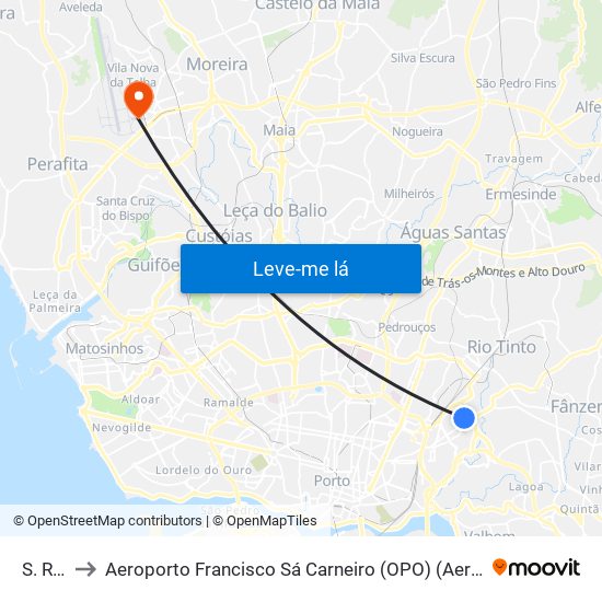 S. Roque to Aeroporto Francisco Sá Carneiro (OPO) (Aeroporto Francisco Sá Carneiro) map