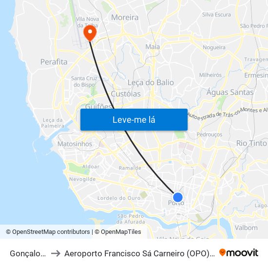 Gonçalo Cristóvão to Aeroporto Francisco Sá Carneiro (OPO) (Aeroporto Francisco Sá Carneiro) map