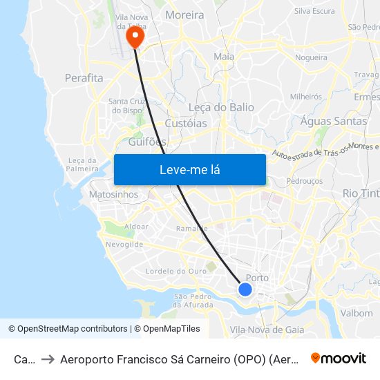 Carmo to Aeroporto Francisco Sá Carneiro (OPO) (Aeroporto Francisco Sá Carneiro) map